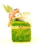 Hummingbird on Trinket Box. Hand Painted Enamel with Austrian Crystals