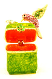 Hummingbird on Trinket Box. Hand Painted Enamel with Austrian Crystals
