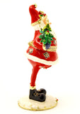 Skinny Leg Santa Claus Trinket Box with Gifts & Christmas Tree
