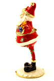 Skinny Leg Santa Claus Trinket Box with Gifts & Christmas Tree