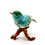 Bejeweled Sparrow Trinket Box with Colorful Enamel & Austrian Crystals