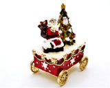 Santa & Christmas Tree on Carriage Trinket Box. Beautifully Made with Austrian Crystals