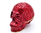 All Jeweled Skull Trinket Box Red. Hand Set Austrian Crystals