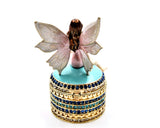 Fairy Sitting on Jeweled Trinket Box. Hand Set Austrian Crystals
