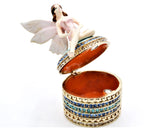 Fairy Sitting on Jeweled Trinket Box. Hand Set Austrian Crystals