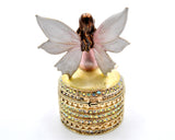 Fairy Sitting on Jeweled Trinket Box. Hand Set Austrian Crystals