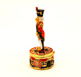 Colorful Nutcracker Standing On Round Base Trinket Box with Austrian Crystals