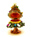 Christmas Tree with Decorations Trinket Box. Hand Crafted with Austrian Crystals Enamel