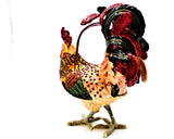 Colorful Large Rooster Trinket Box Hand Painted Enamel with Austrian Crystals
