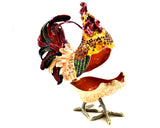 Colorful Large Rooster Trinket Box Hand Painted Enamel with Austrian Crystals