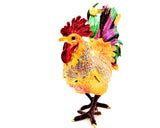 Colorful Large Rooster Trinket Box Hand Painted Enamel with Austrian Crystals
