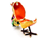 Colorful Large Rooster Trinket Box Hand Painted Enamel with Austrian Crystals