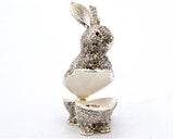 All Jeweled Rabbit Trinket Box. Hand Set Austrian Crystals