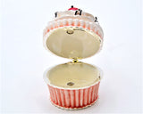 Cupcake with Cherry Trinket Box. Pink Enamel with Austrian Crystals
