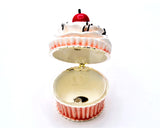 Cupcake with Cherry Trinket Box. Pink Enamel with Austrian Crystals