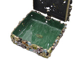 Dragonfly on Floral Trinket Box. Colorful Enamel with Austrian Crystals