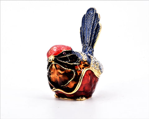 Colorful Sparrow Bird Trinket Box Beautifully Made with Austrian Crystals