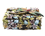 Dragonfly on Floral Trinket Box. Colorful Enamel with Austrian Crystals