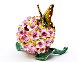 Hand Crafted Flower Decoration Trinket Box with Butterfly
