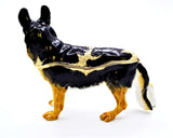 Big German Shepherd Dog Trinket Box Made with Austrian Crystals