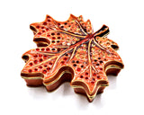 Handmade Maple Leaf Trinket Box. Made with Enamel & Austrian Crystals with Gold Plating