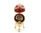 Decorative Russian Design Egg Trinket Box with Clock. Made with Austrian Crystals