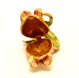 Tulip Flower Trinket Box with Austrian Crystals & Enamel