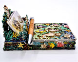 Desk Business Card & Post It Note Holder Made with Austrian Crystals