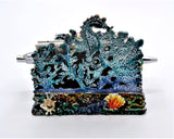 Desk Business Card & Post It Note Holder Made with Austrian Crystals