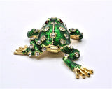 Jeweled Small Leaping Frog Trinket Box. Hand Set Austrian Crystals Enamel