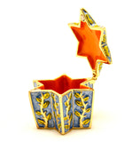 Star Of David Trinket Box. Blue Enamel & Austrian Crystals