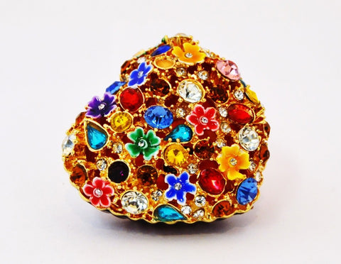 Bejeweled Heart Trinket Box with Faux Pearls, Austrian Crystals & Enamel