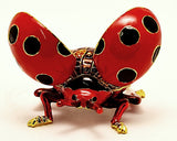 Flying Ladybug Trinket Box. Red Enamel with Austrian Crystals
