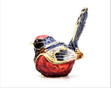 Colorful Sparrow Bird Trinket Box Beautifully Made with Austrian Crystals