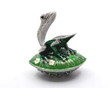 All Jeweled Frog sitting on Lily Pad Box Made with Austrian Crystals Enamel