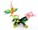 Soaring Humming Bird on Branch Trinket Box. Colorful Enamel & Austrian Crystals