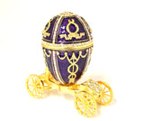 Russian Design Egg on Carriage Trinket Box. Made with Austrian Crystals