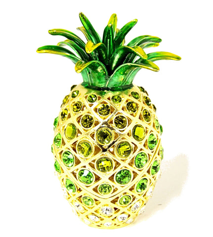 Large Pineapple Trinket Box with Hand Set Austrian Crystals
