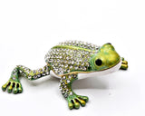 All Jeweled Leaping Frog Trinket Box. Hand Set Austrian Crystals