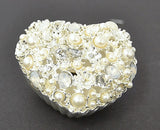 Bejeweled Heart Trinket Box with Faux Pearls, Austrian Crystals & Enamel