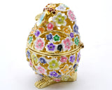Jeweled Floral Design Owl Trinket Box. Hand Crafted with Austrian Crystals
