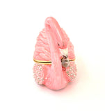 Pink Flamingo with Baby Trinket Box. Hand Crafted with Austrian Crystals & Enamel