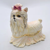 Big Maltese Dog Trinket Box with Austrian Crystals & Enamel
