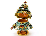 Christmas Tree Trinket Box with Gifts Hanging. Handmade with Austrian Crystals
