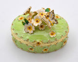 Oval Shape Floral & Butterfly Trinket Box