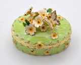 Oval Shape Floral & Butterfly Trinket Box