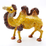 Double Hump Big Camel Trinket Box. Hand Painted Brown Enamel & Austrian Crystals