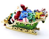 Santa on Sleigh with Gifts Trinket Box Made with Austrian Crystals