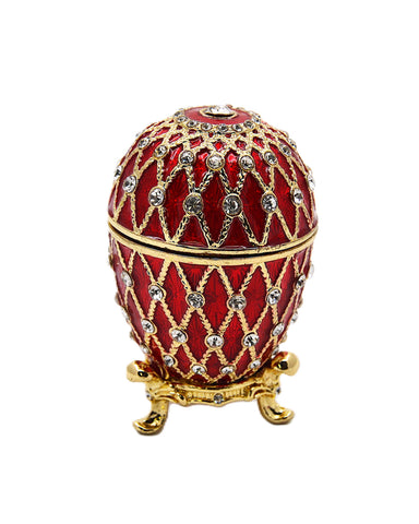 Small Egg Trinket Box with Stand. Hand Set Austrian Crystals & Enamel