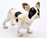 Black & White Boston Terrier Dog Trinket Box Made with Austrian Crystals & Enamel